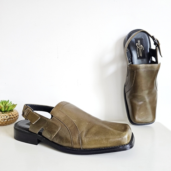 Rare Giorgio Brutini Private Collection Men's 12M Square Toe Slingback Sandals - Picture 2 of 16